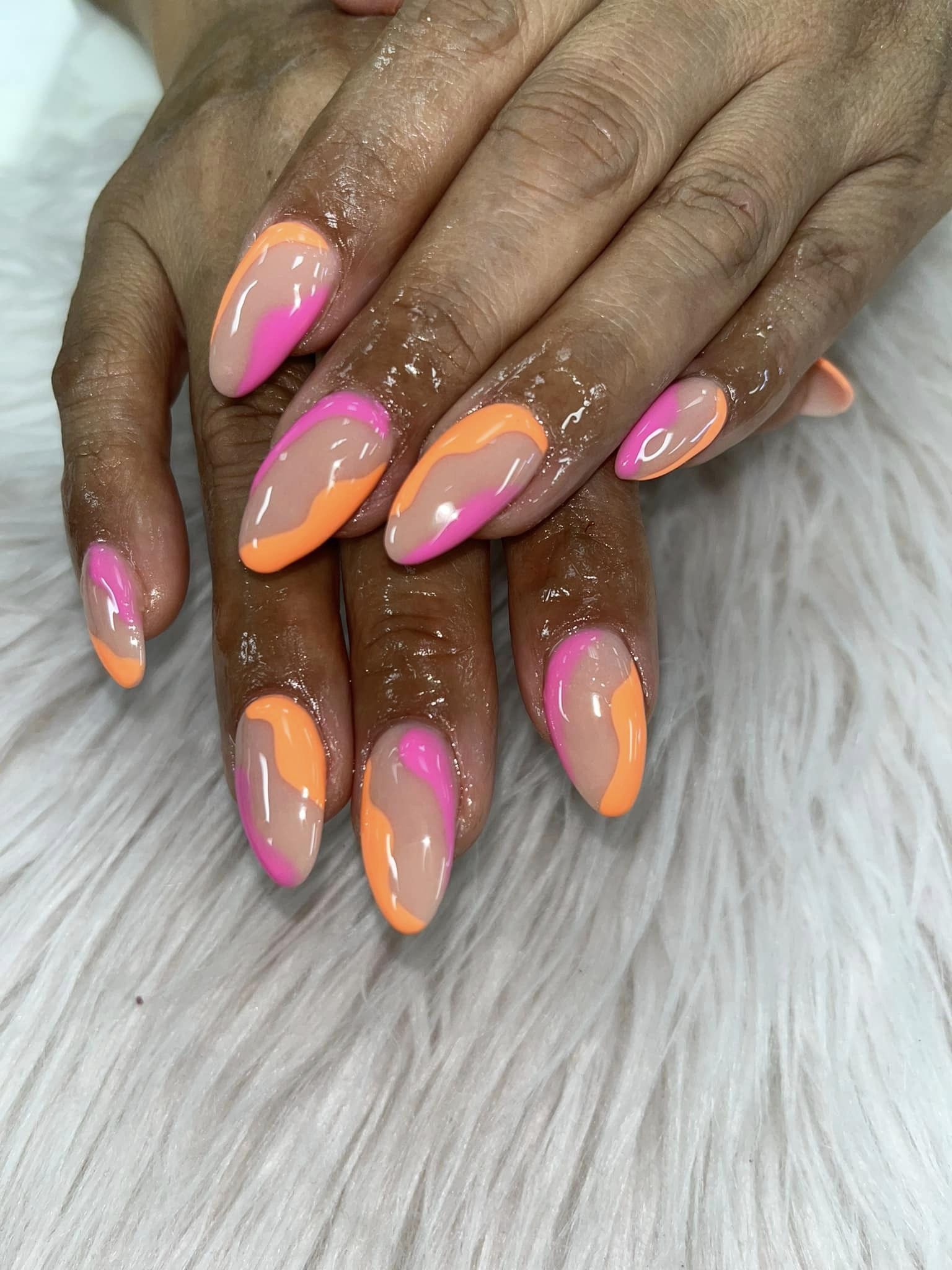 Professional nail technician at work